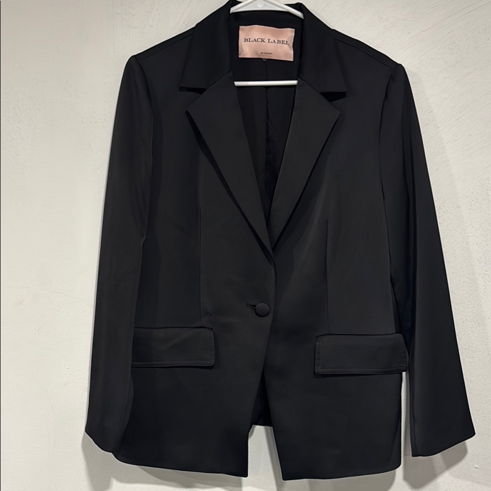 Black Label Black Blazer with Notched Lapels